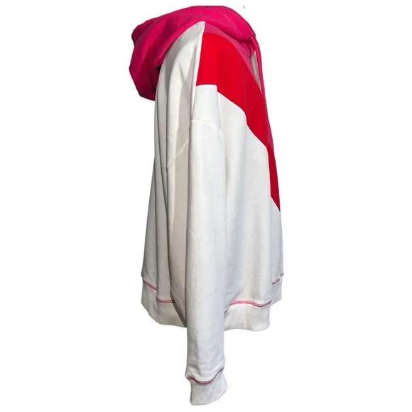 Maeve By Anthropologie Hoodie Sweatshirt Size 3X Chevron Colorblock Hot Pink Red - Picture 4 of 8